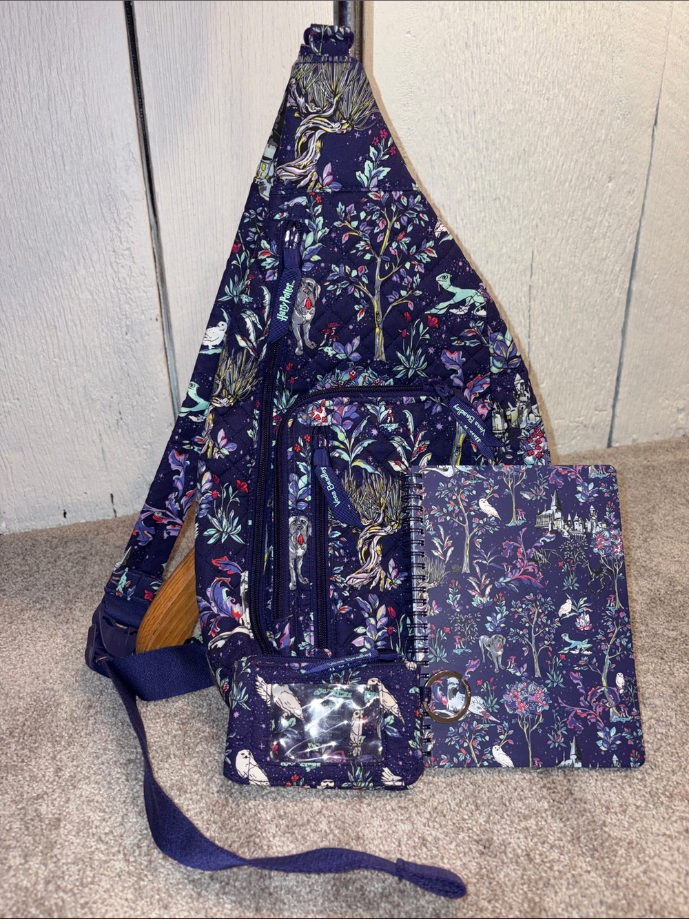 3-Pc Vera Bradley x Harry Potter Forbidden Forest Sling Backpack Bundle Set